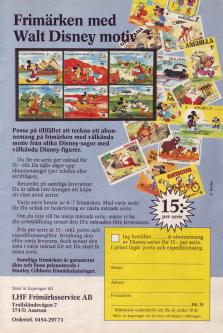 Reklam för paket med frimärken som uteslutande Disney-motiv som man kan få skickat hem till sig