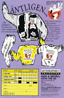 Reklam för kläder med motiv från Ghostbusters II