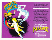 Reklam för seriefigurerna Power Pack från Marvel