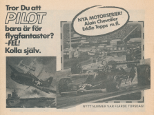 Reklam för serietidningen Pilot som även har motorserier