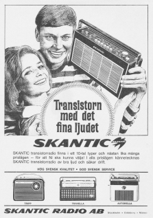 Reklam för transistorradior från Skantic Radio AB