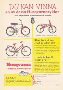 Reklam i tävlingsform för cyklar från Husqvarna