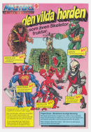 Reklam fÃ¶r nya leksaksfigurer i serien Master of the Universe, totalt fem figurer finns avbildade tillsammans med en fÃ¤stning som heter Fright Zone