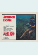 Reklam för serietidningen James Bond där en dykare under vattnet läser serietidningen
