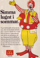 Informationsreklam för McDonalds som upplyser om simvett och simkunskap över sommaren.