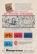 Tävlingsannons för Husqvarna där du ska leta upp cyklar på en tecknad bild, skicka in och därigenom ha chans att vinna en cykel