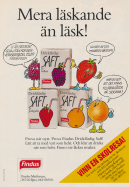 Annons för drickfärdig saft från Findus i lagom stor tetrapak