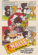 Reklam i serieform där Nalle uppfinner sin Nalle Mjölkchoklad