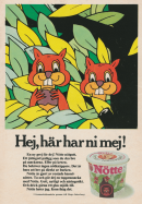 Reklam för pålägget Nötte Nötgott som är gjort på rostade hasselnötter