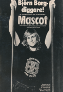 Reklam för nya tidningen Mascot med en bild på Björn Borg