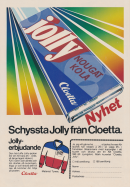 Reklam för Jolly nougatkola från Cloetta