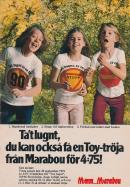 Reklam för Marabou som säljer t-shirt med trafiksskyltsmotiv som reklam för tuggummit Toy