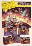 Reklam för leksaken Transformers, som visar upp flera förpackningar och en actionladdad bild överst