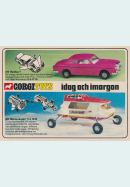 Reklam för två nya modeller från Corgi Toys - en Bentley och en Lunar bug